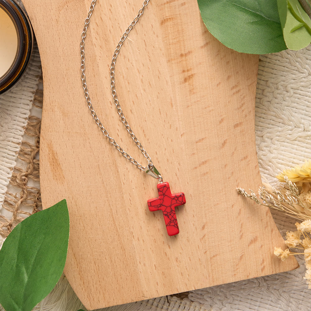 SolaceBeads Stone Cross Necklace: Peace‑Infused Howlite Pendant In Assorted Vibrant Hues - image 16