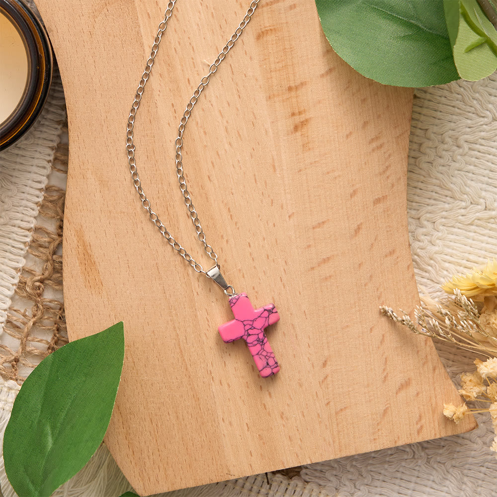 SolaceBeads Stone Cross Necklace: Peace‑Infused Howlite Pendant In Assorted Vibrant Hues - image 15