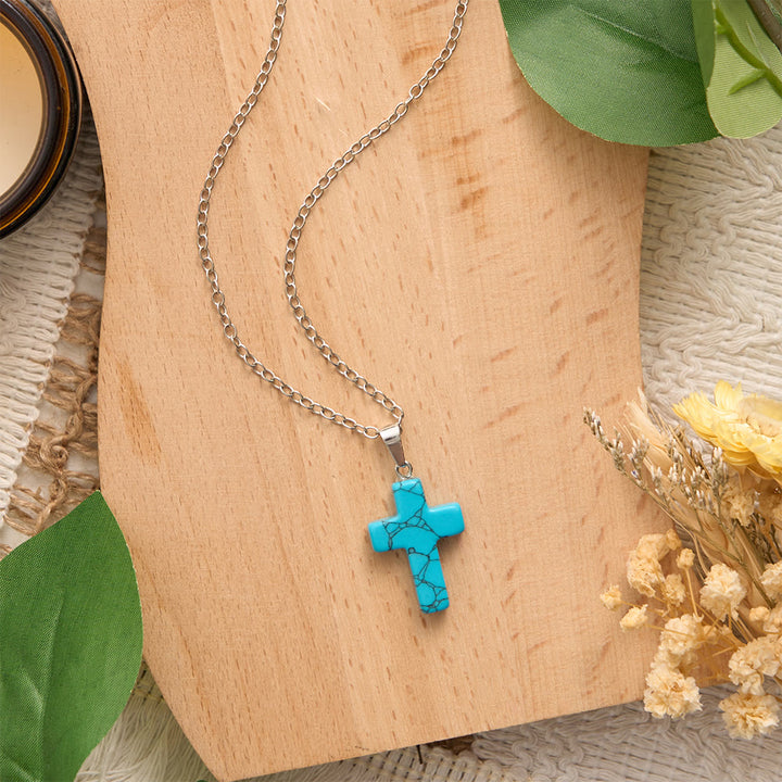 SolaceBeads Stone Cross Necklace: Peace‑Infused Howlite Pendant In Assorted Vibrant Hues - image 12
