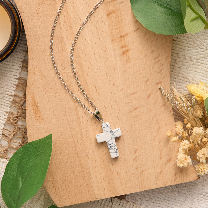 SolaceBeads Stone Cross Necklace: Peace‑Infused Howlite Pendant In Assorted Vibrant Hues - image 11