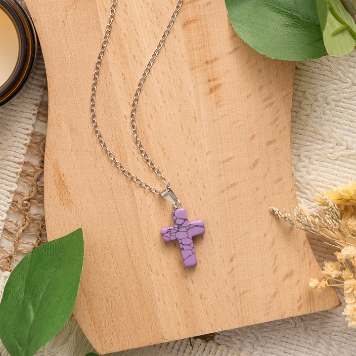 SolaceBeads Stone Cross Necklace: Peace‑Infused Howlite Pendant In Assorted Vibrant Hues - image 14