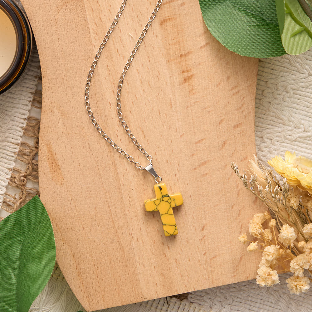SolaceBeads Stone Cross Necklace: Peace‑Infused Howlite Pendant In Assorted Vibrant Hues - image 9