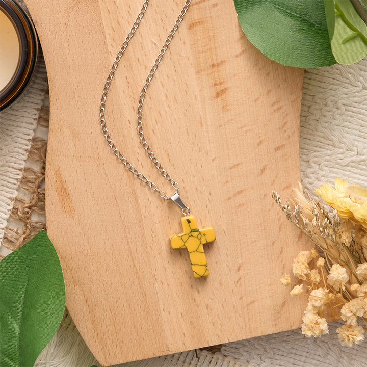 SolaceBeads Stone Cross Necklace: Peace‑Infused Howlite Pendant In Assorted Vibrant Hues - image 9
