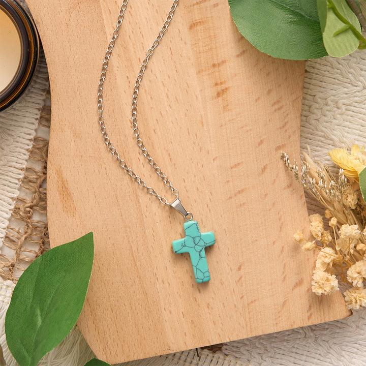 SolaceBeads Stone Cross Necklace: Peace‑Infused Howlite Pendant In Assorted Vibrant Hues - image 13