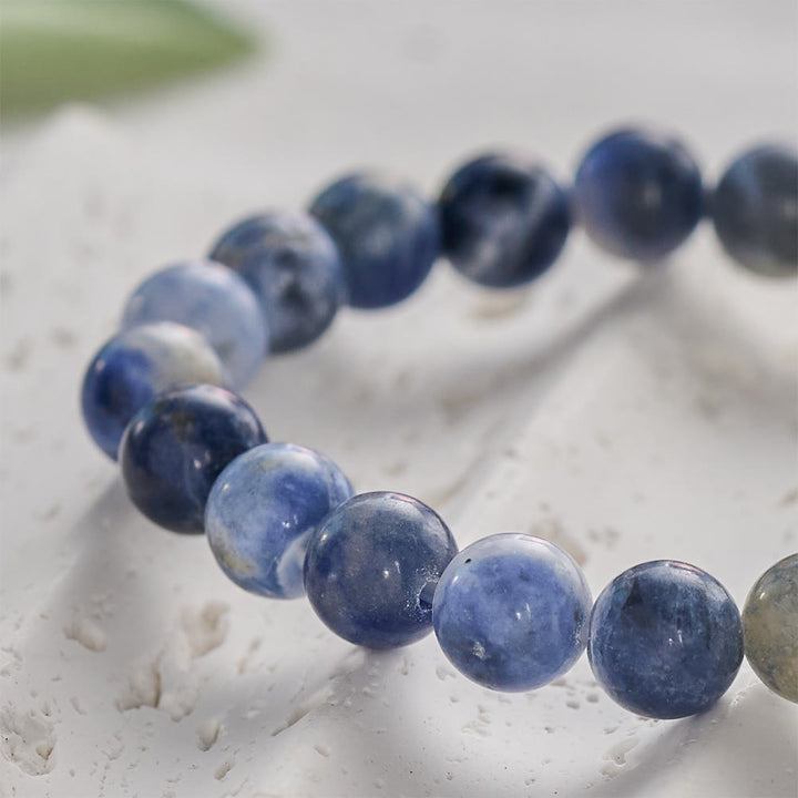SolaceBeads Blue Sodalite Bracelet With Dove Charm &amp; PEACE Engraved Bar: Serenity Of Divine Peace - image 2