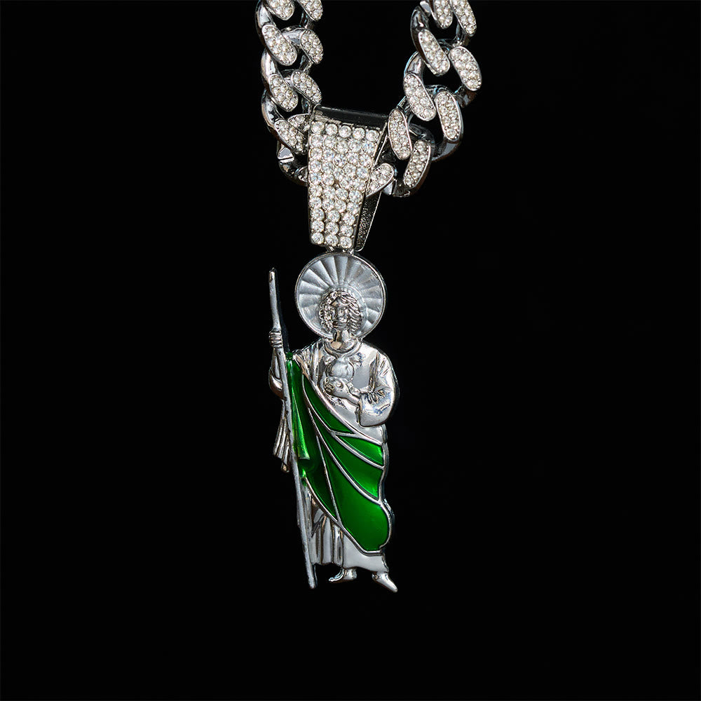 SolaceBeads St.Jude Thaddeus Necklace: Devotional Protection Pendant With Iced Cuban Chain - image 9