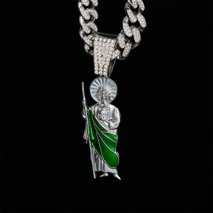 SolaceBeads St.Jude Thaddeus Necklace: Devotional Protection Pendant With Iced Cuban Chain - image 9