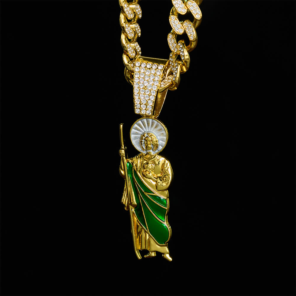 SolaceBeads St.Jude Thaddeus Necklace: Devotional Protection Pendant With Iced Cuban Chain - image 10