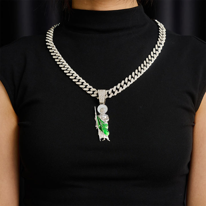 SolaceBeads St.Jude Thaddeus Necklace: Devotional Protection Pendant With Iced Cuban Chain - image 4