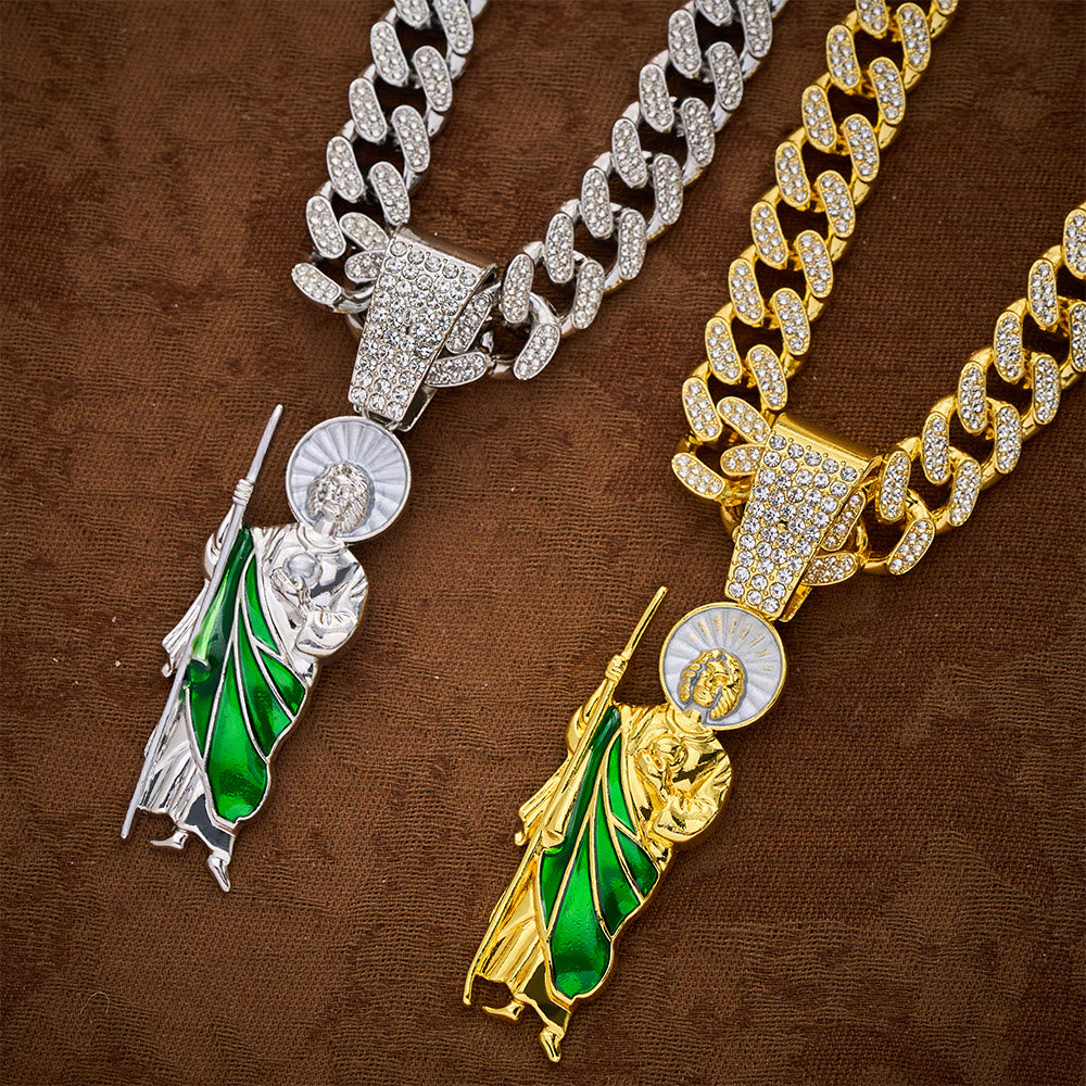 SolaceBeads St.Jude Thaddeus Necklace: Devotional Protection Pendant With Iced Cuban Chain - image 6