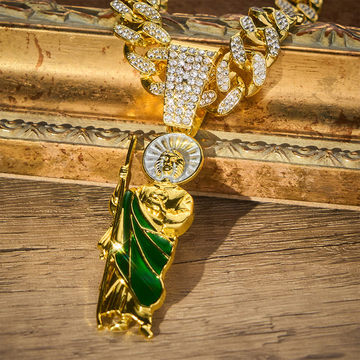 SolaceBeads St.Jude Thaddeus Necklace: Devotional Protection Pendant With Iced Cuban Chain - image 3