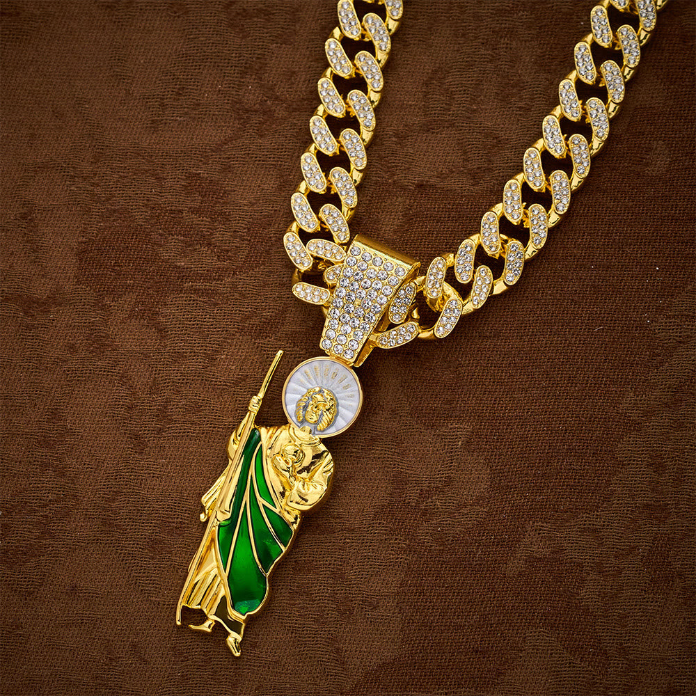 SolaceBeads St.Jude Thaddeus Necklace: Devotional Protection Pendant With Iced Cuban Chain - image 8