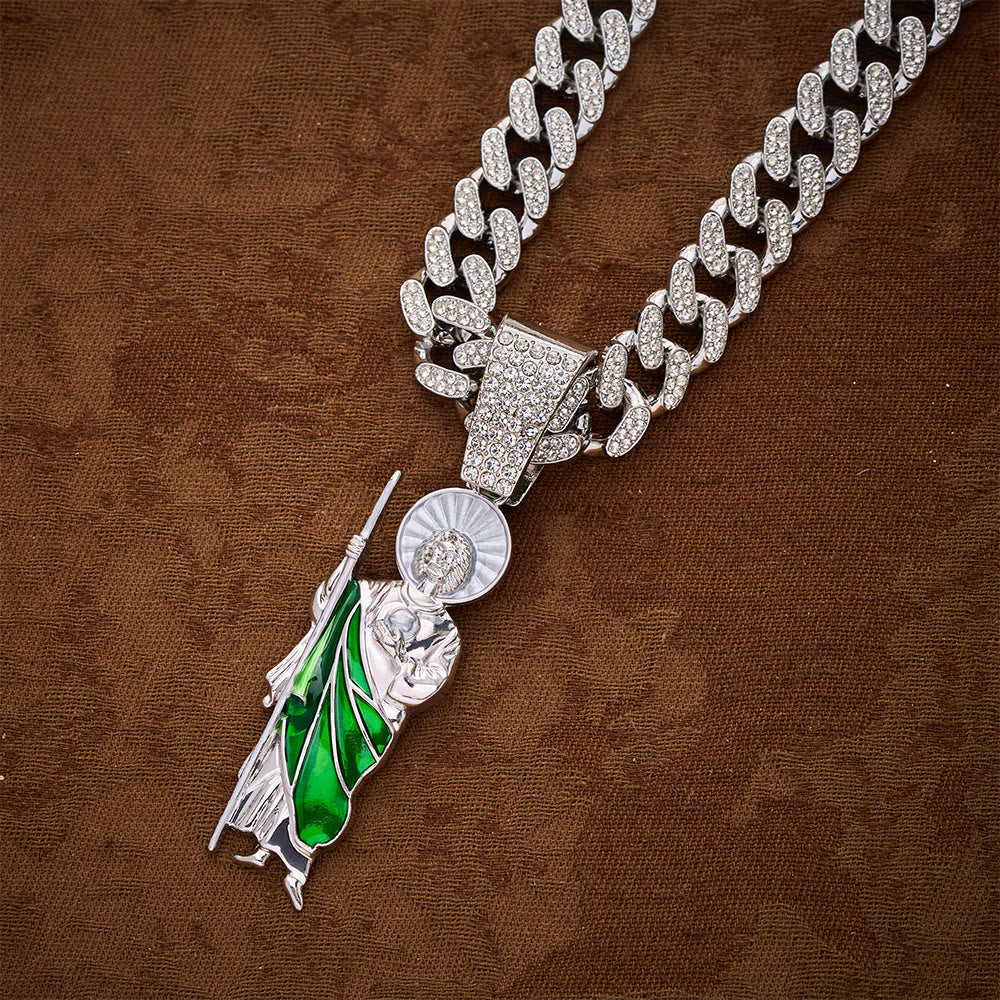 SolaceBeads St.Jude Thaddeus Necklace: Devotional Protection Pendant With Iced Cuban Chain - image 7