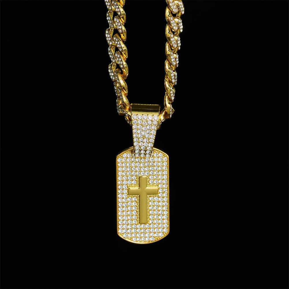SolaceBeads Iced Cross Dog Tag Necklace, Faith‑Themed Pendant With Cuban Chain - image 10