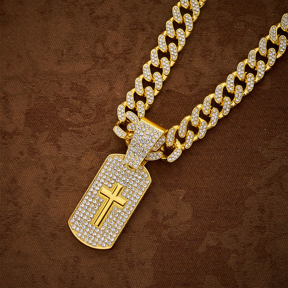 SolaceBeads Iced Cross Dog Tag Necklace, Faith‑Themed Pendant With Cuban Chain - image 8