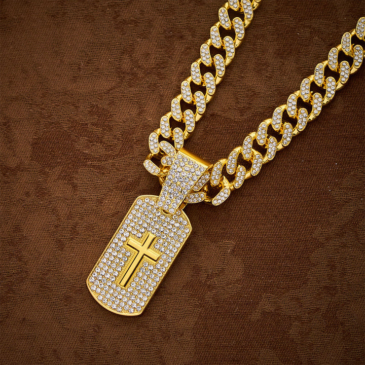 SolaceBeads Iced Cross Dog Tag Necklace, Faith‑Themed Pendant With Cuban Chain - image 8