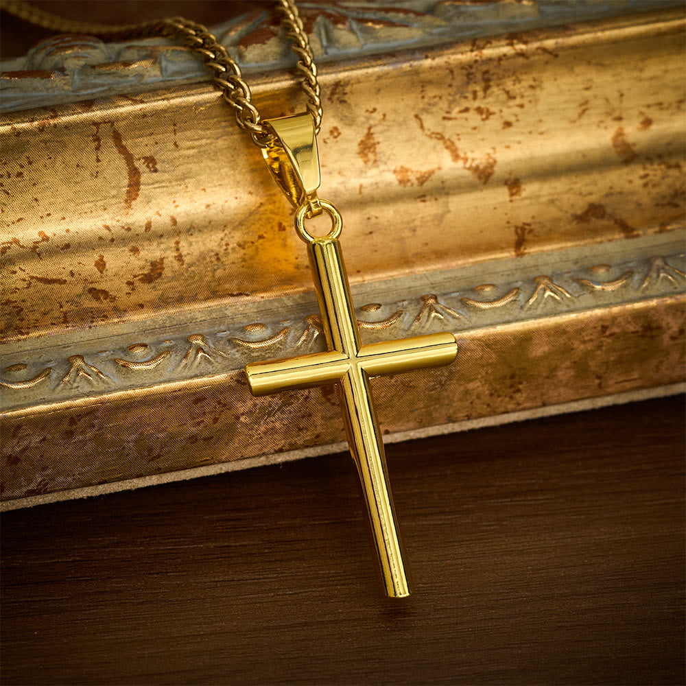 SolaceBeads Simple Cross Necklace, Faith‑Centered Pendant in Gold &amp; Silver Tone - Gold - image 1