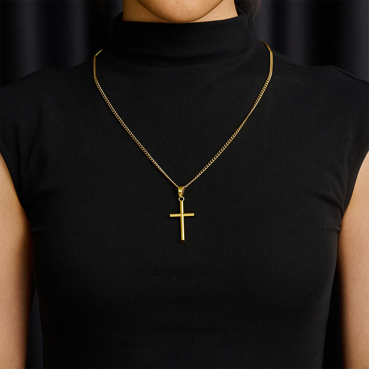 SolaceBeads Simple Cross Necklace, Faith‑Centered Pendant in Gold &amp; Silver Tone - image 3