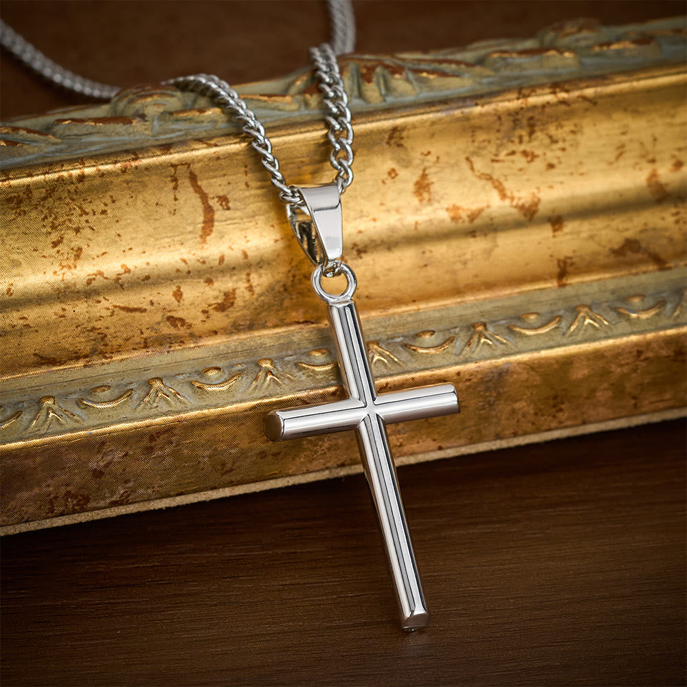 SolaceBeads Simple Cross Necklace, Faith‑Centered Pendant in Gold & Silver Tone - Silver - image 0