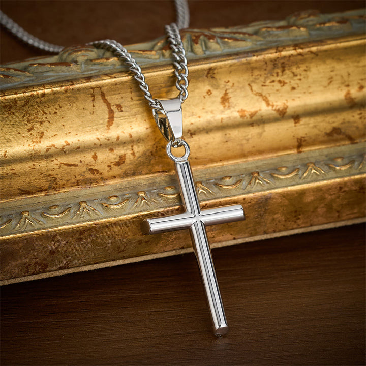 SolaceBeads Simple Cross Necklace, Faith‑Centered Pendant in Gold &amp; Silver Tone - Silver - image 0