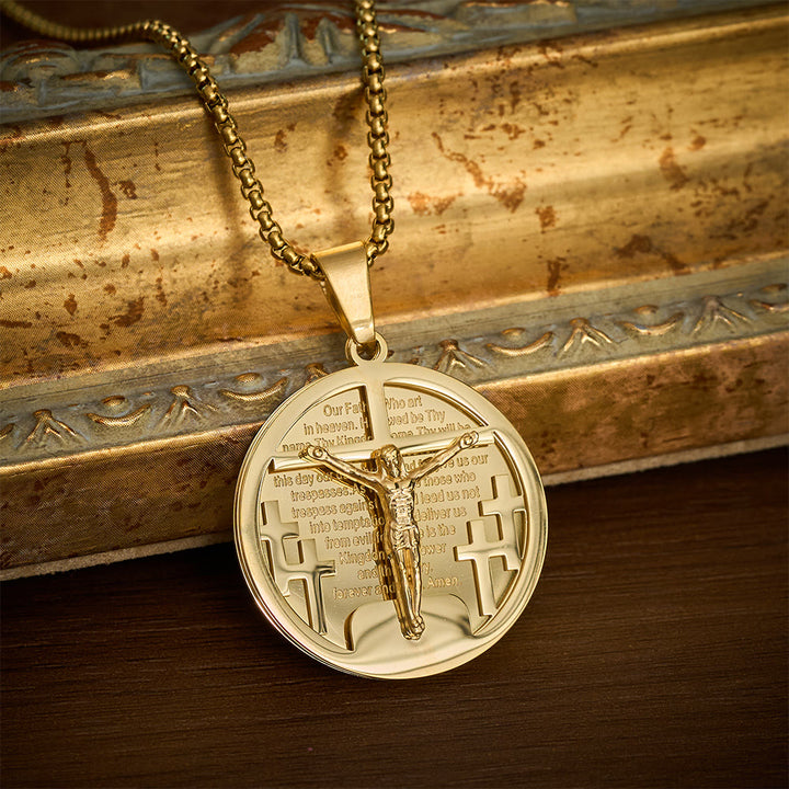 SolaceBeads Retro Round Jesus Figure Pendant Necklace, Multi‑Tone Fashion Accessory - Gold - image 2
