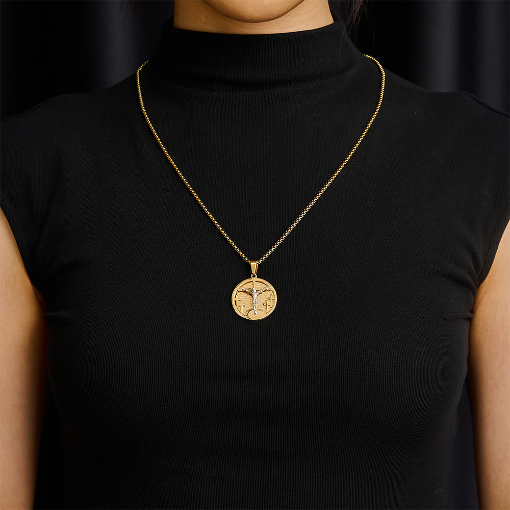 SolaceBeads Retro Round Jesus Figure Pendant Necklace, Multi‑Tone Fashion Accessory - image 4