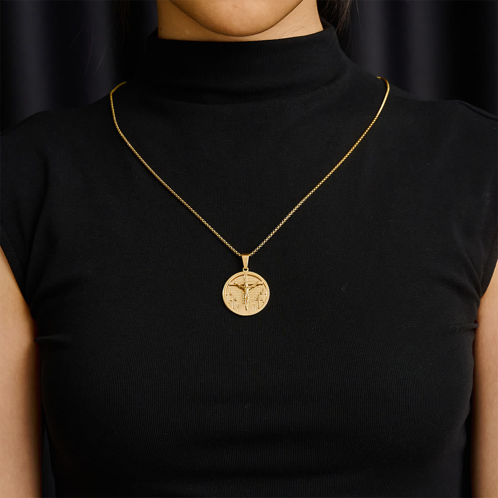 SolaceBeads Retro Round Jesus Figure Pendant Necklace, Multi‑Tone Fashion Accessory - image 6