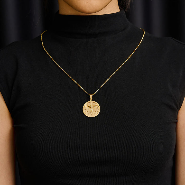 SolaceBeads Retro Round Jesus Figure Pendant Necklace, Multi‑Tone Fashion Accessory - image 6