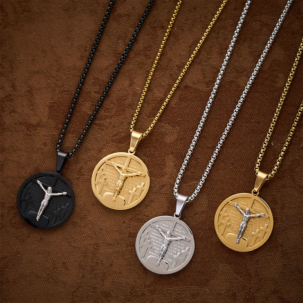 SolaceBeads Retro Round Jesus Figure Pendant Necklace, Multi‑Tone Fashion Accessory - image 7
