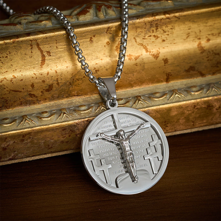 SolaceBeads Retro Round Jesus Figure Pendant Necklace, Multi‑Tone Fashion Accessory - Silver - image 1