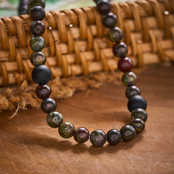 SolaceBeads Dragon Blood Rosary Bracelet With Matte Black Onyx: Grounded Faith In Natural Gemstone - image 1