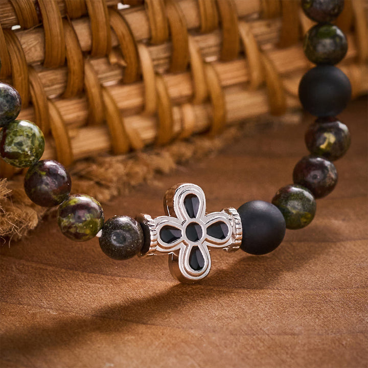 SolaceBeads Dragon Blood Rosary Bracelet With Matte Black Onyx: Grounded Faith In Natural Gemstone - image 2