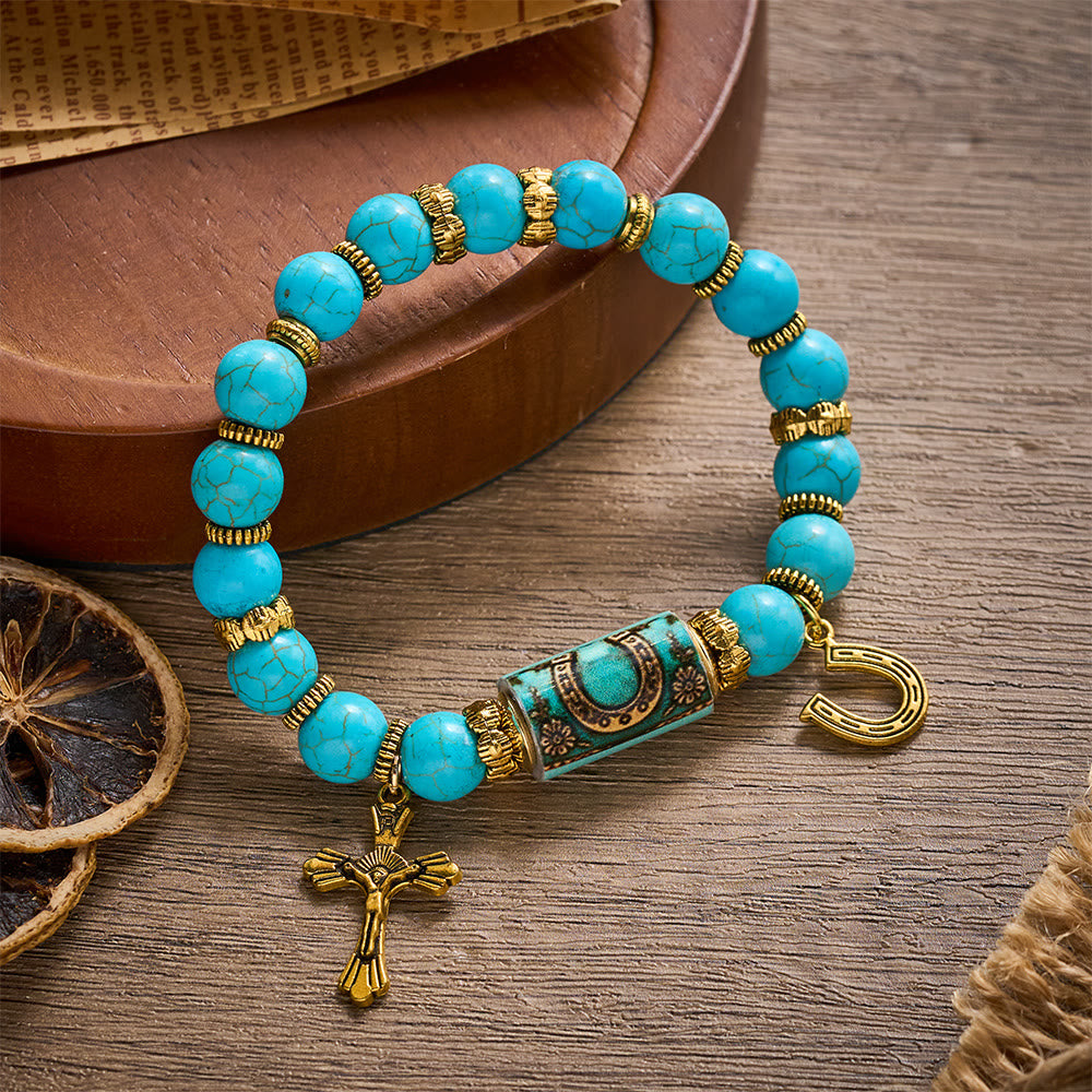 SolaceBeads Western Horse Bracelet, Courage‑Guard Themed Beaded Bracelet For Daily Wear - Turquoise - image 0