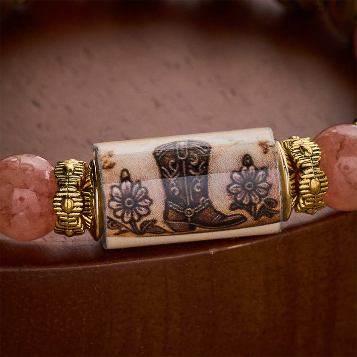 SolaceBeads Western Courage Beaded Bracelet, Horse‑Themed Mixed Natural Stone Jewelry - image 5