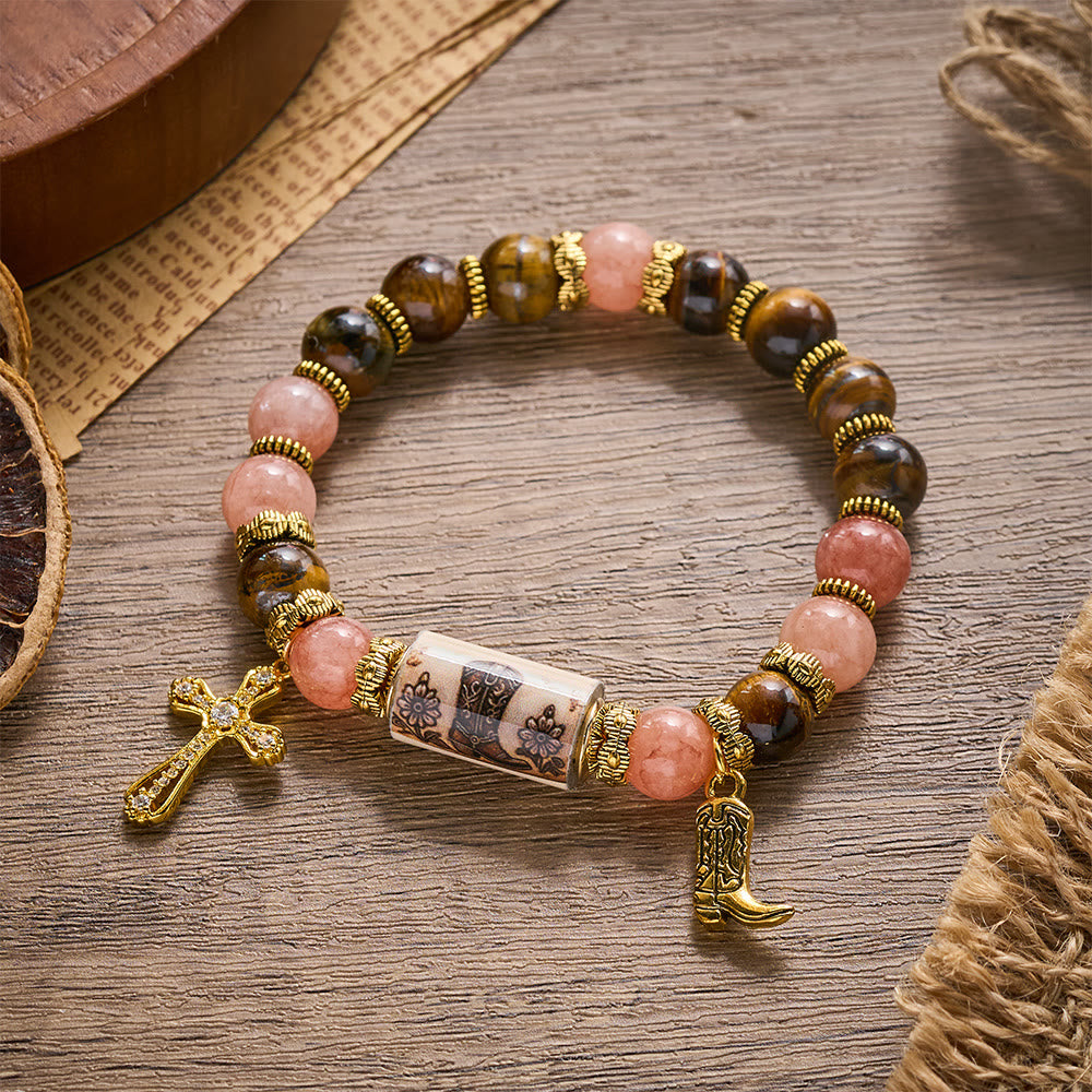 SolaceBeads Western Courage Beaded Bracelet, Horse‑Themed Mixed Natural Stone Jewelry - image 11