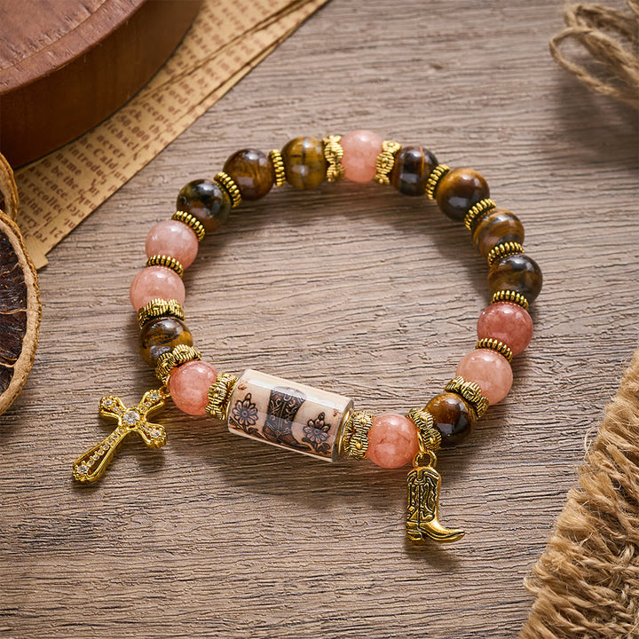 SolaceBeads Western Courage Beaded Bracelet, Horse‑Themed Mixed Natural Stone Jewelry - image 11
