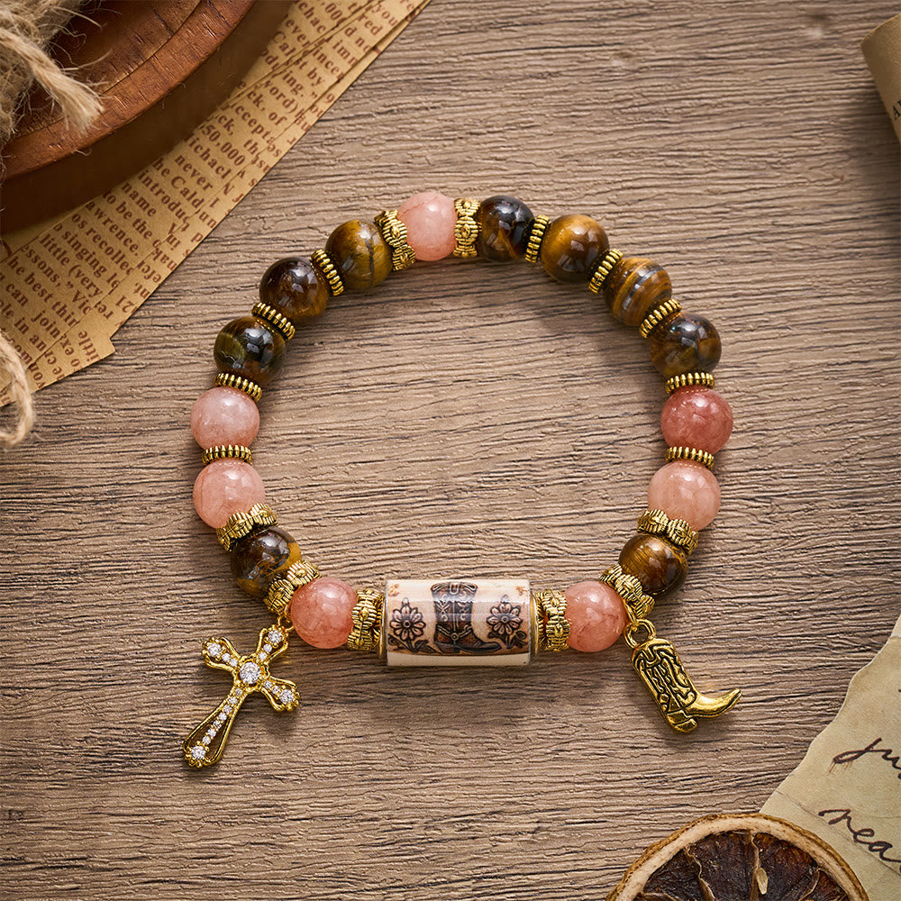 SolaceBeads Western Courage Beaded Bracelet, Horse‑Themed Mixed Natural Stone Jewelry - image 13