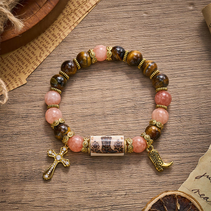 SolaceBeads Western Courage Beaded Bracelet, Horse‑Themed Mixed Natural Stone Jewelry - image 13