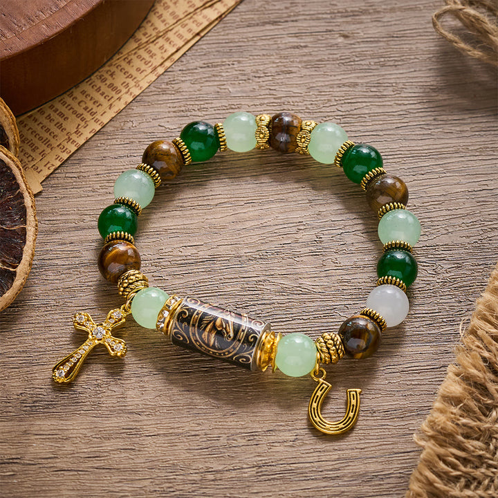 SolaceBeads Western Courage Beaded Bracelet, Horse‑Themed Mixed Natural Stone Jewelry - image 12