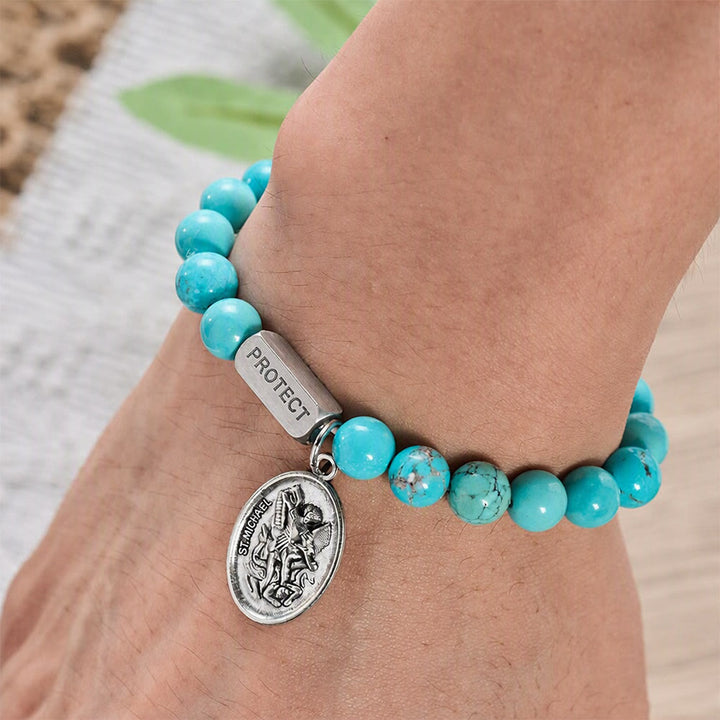 SolaceBeads St.Michael Turquoise Bracelet: Divine Protect for Faith‑Filled Days - image 1