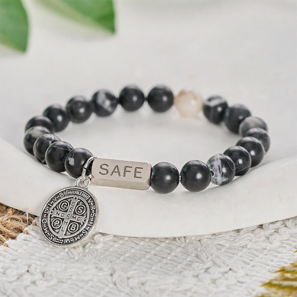 SolaceBeads Zebra Jasper St.Benedict Bracelet: Safe Shelter for Your Daily Prayer - Zebra Jasper - image 0