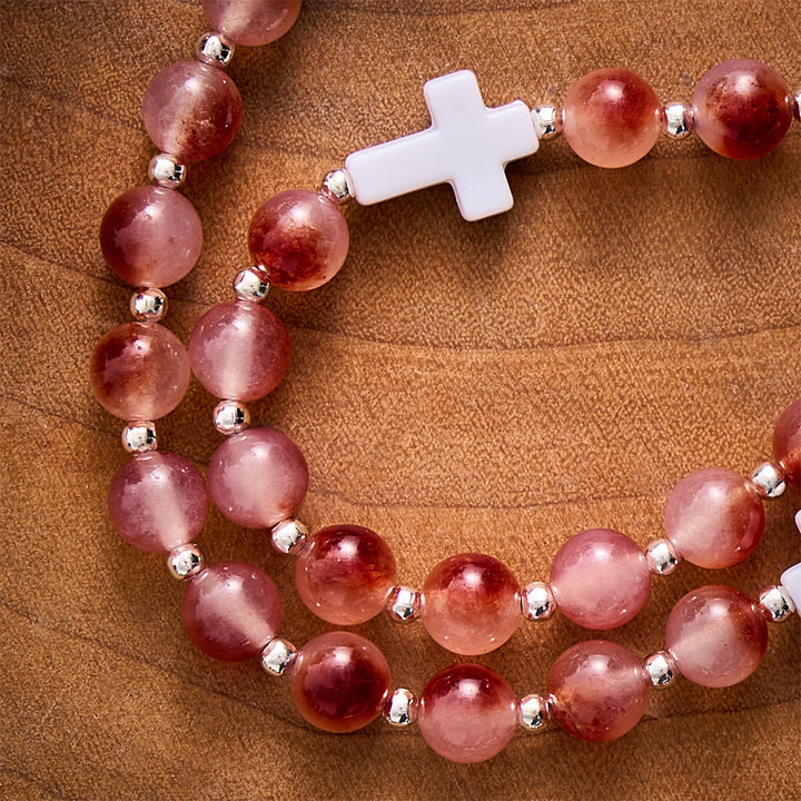 SolaceBeads Carnelian Stone Rosary With Divine Mercy Medal &amp; Agate Cross: Gentle Autumn Devotion - image 3