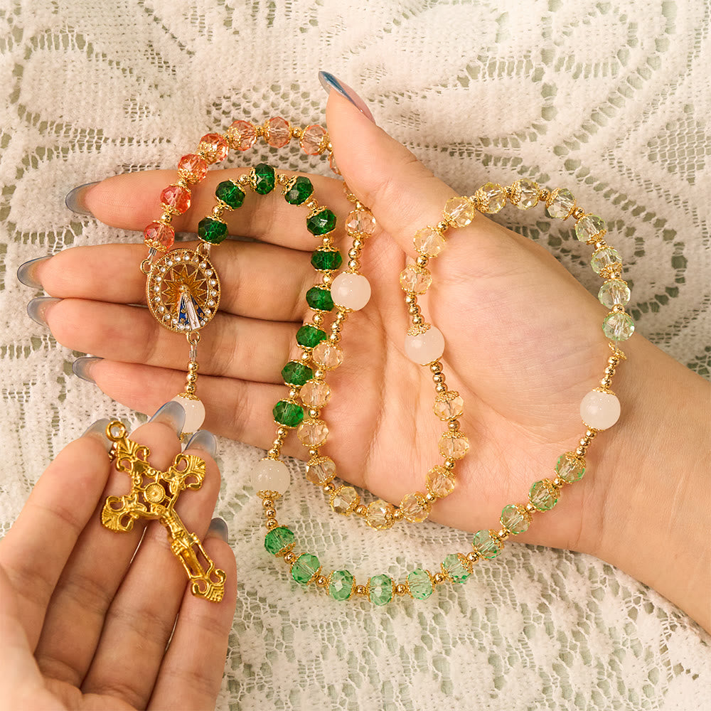 SolaceBeads Autumn‑Tone Crystal Rosary: Sparkling Multicolor Beads For Devout Worship - image 1