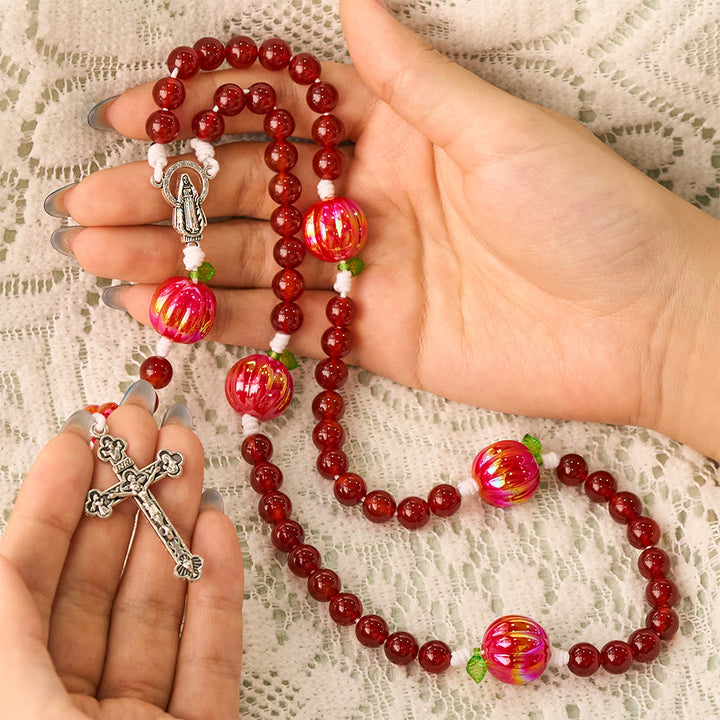 SolaceBeads Carnelian Stone Rosary: Autumn Pumpkin Beads For Seasonal Prayer - image 1