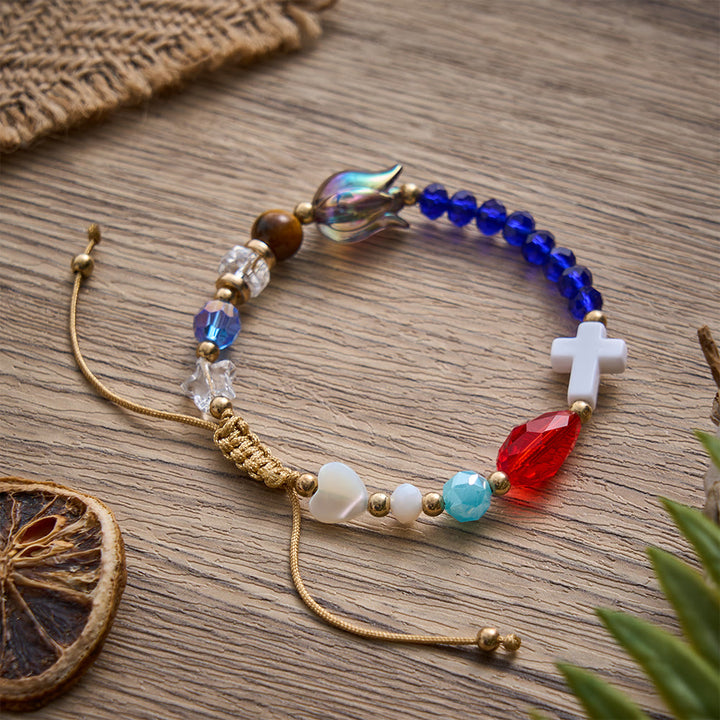 SolaceBeads Story‑of‑Jesus Multi‑Color Faceted Crystal Woven Bracelet: Narrative Devotional Jewelry - image 4