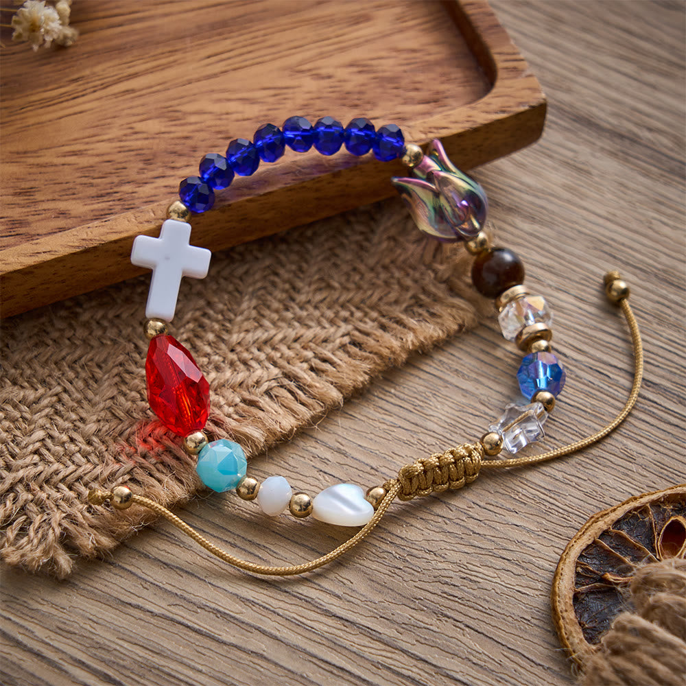 SolaceBeads Story‑of‑Jesus Multi‑Color Faceted Crystal Woven Bracelet: Narrative Devotional Jewelry - The Story Of Jesus - image 0