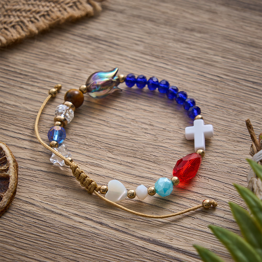 SolaceBeads Story‑of‑Jesus Multi‑Color Faceted Crystal Woven Bracelet: Narrative Devotional Jewelry - image 3