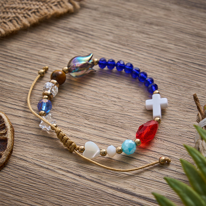 SolaceBeads Story‑of‑Jesus Multi‑Color Faceted Crystal Woven Bracelet: Narrative Devotional Jewelry - image 3