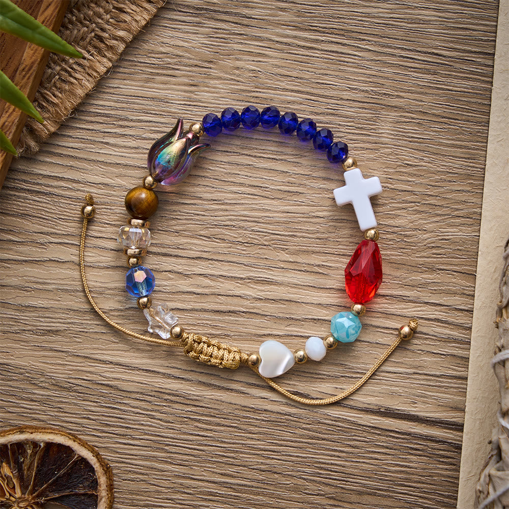 SolaceBeads Story‑of‑Jesus Multi‑Color Faceted Crystal Woven Bracelet: Narrative Devotional Jewelry - image 5