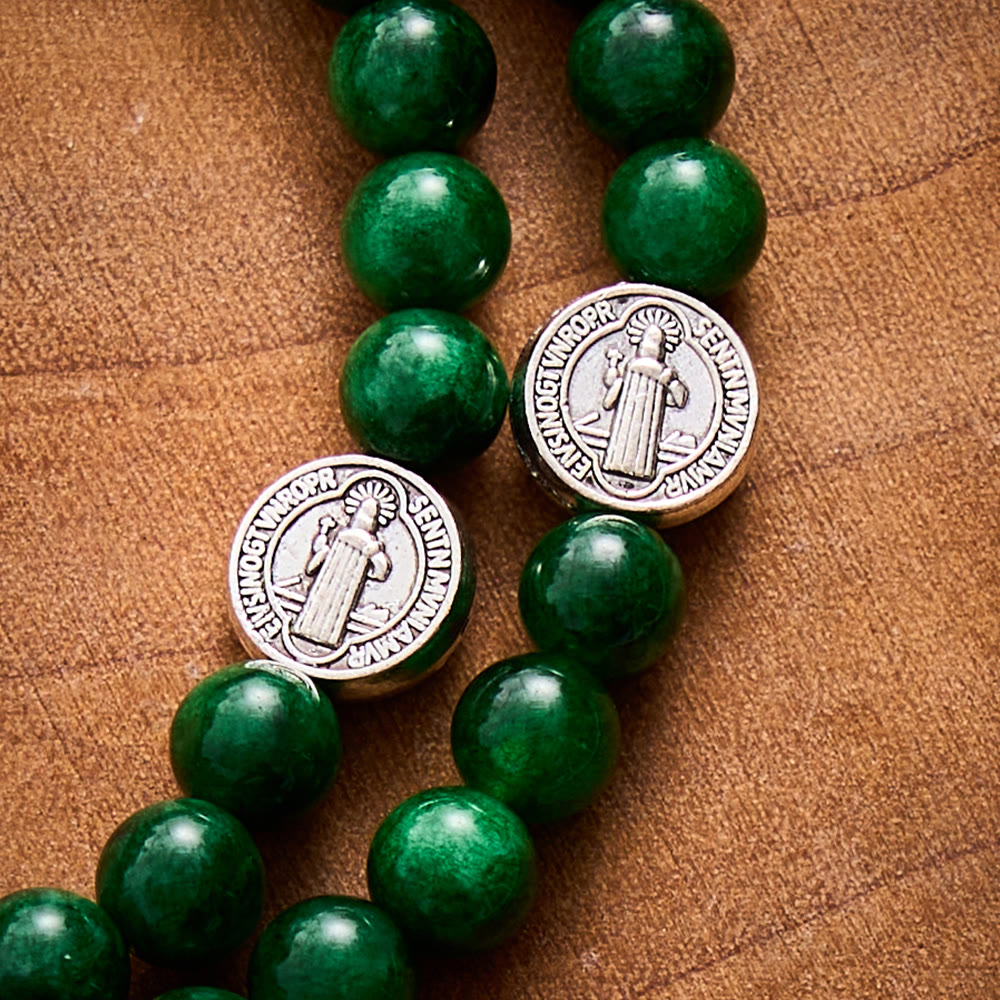 SolaceBeads Green Chalcedony Rosary Bracelet:: Brave Faith With Saint Jude - image 2
